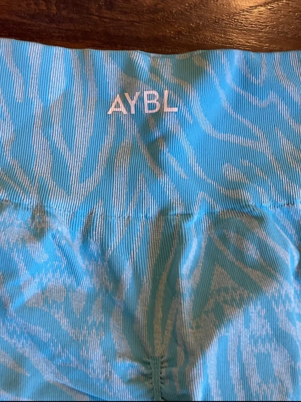 AYBL Teal Zebra-Print High-Waist Biker Shorts